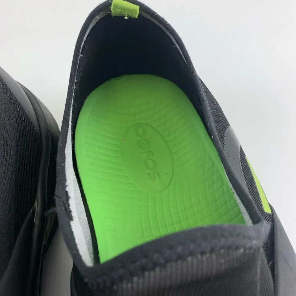 OOFOS OOmg Fibre Low Black Slip On Fabric Stretch Comfort Sneaker Active Mens 10